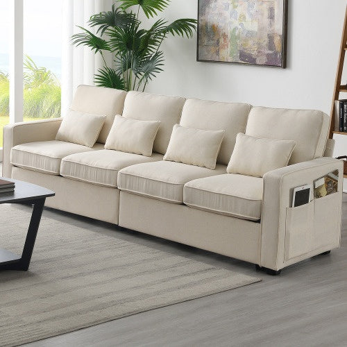 Cozy Linen Sofa with Pockets