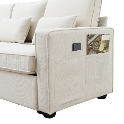 Cozy Linen Sofa with Pockets