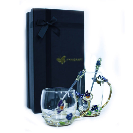 Elegant Enamel Glass Cups