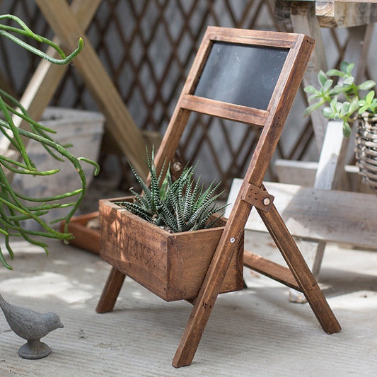 Rustic Wood Flower Box with Chalkboard