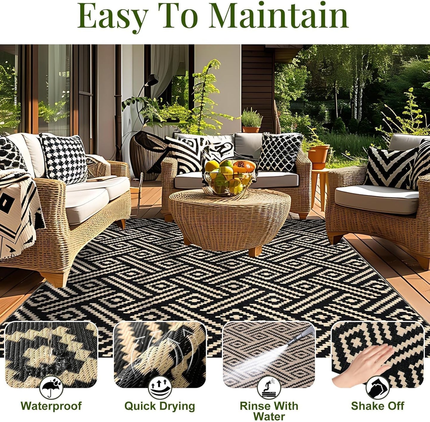 OPPODREAM Reversible Outdoor Rug