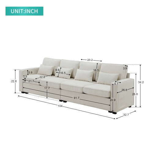 Cozy Linen Sofa with Pockets