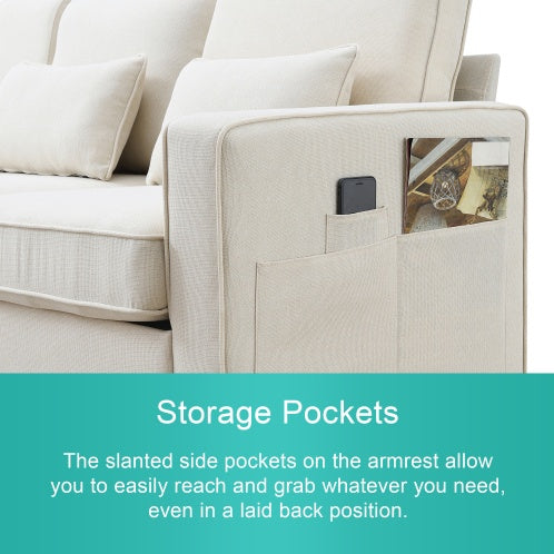 Cozy Linen Sofa with Pockets