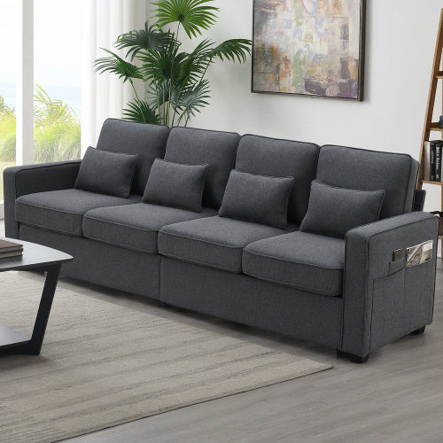 Cozy Linen Sofa with Pockets