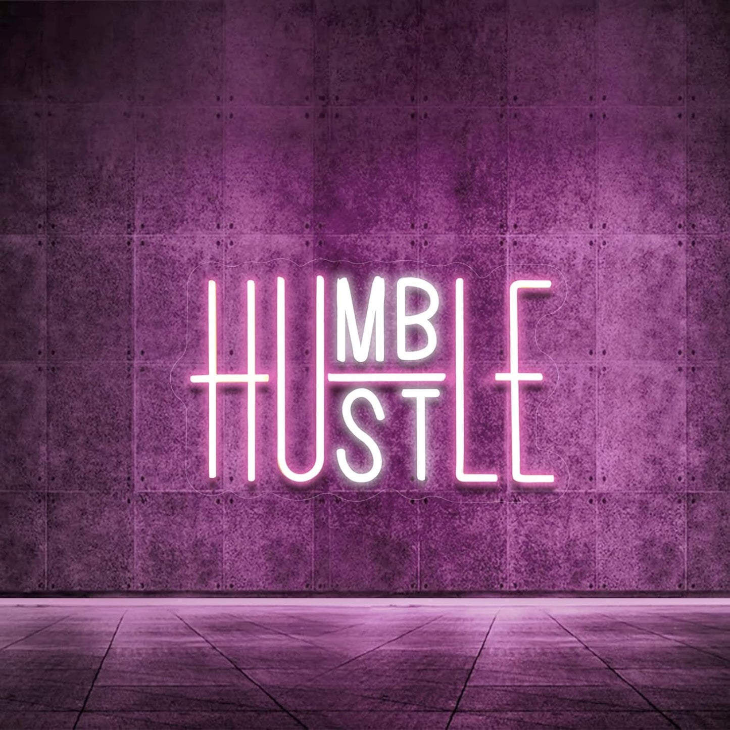 Bright Hustle and Humble Neon Sign