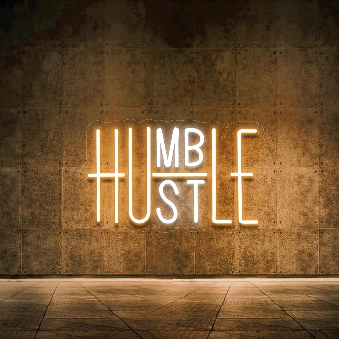 Bright Hustle and Humble Neon Sign