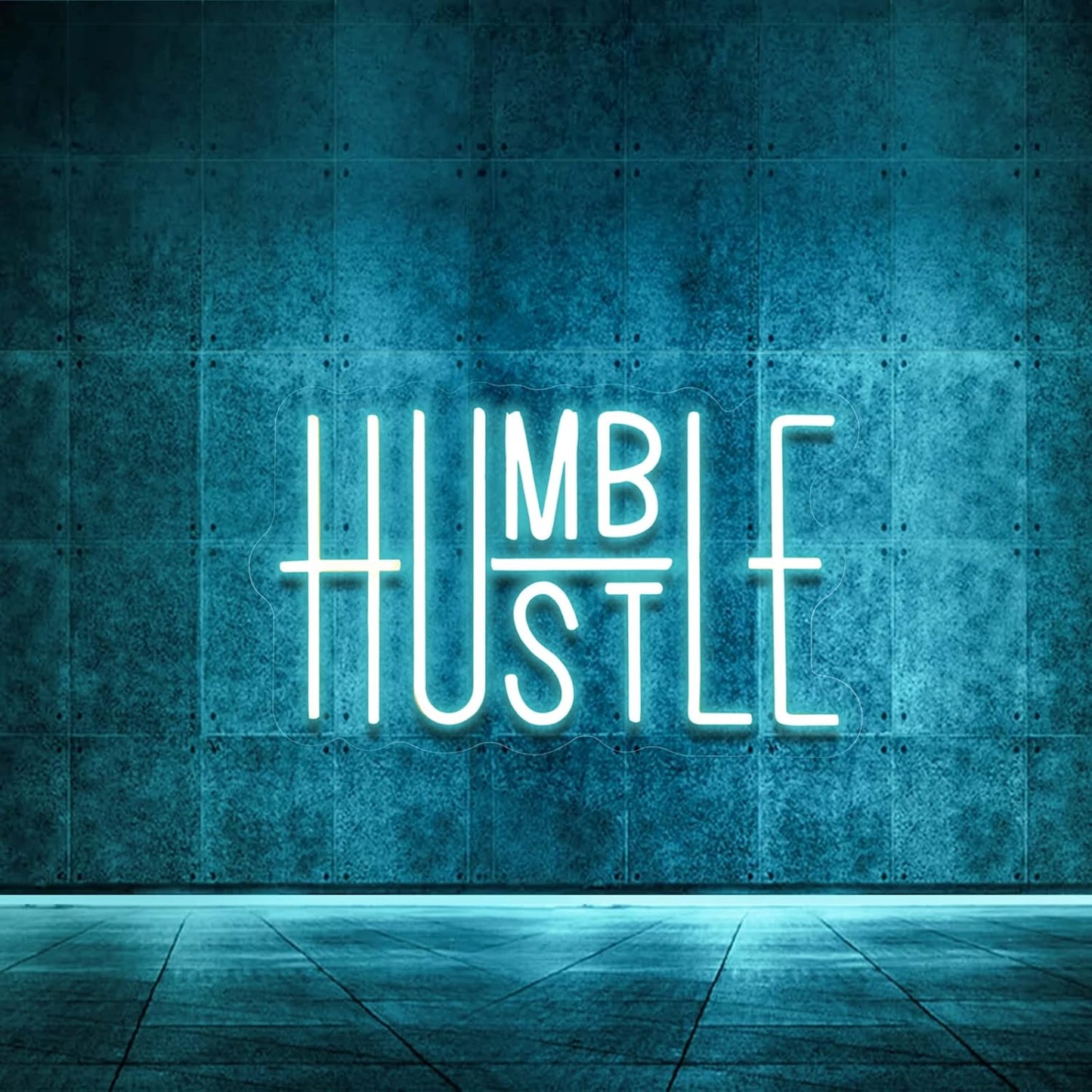 Bright Hustle and Humble Neon Sign