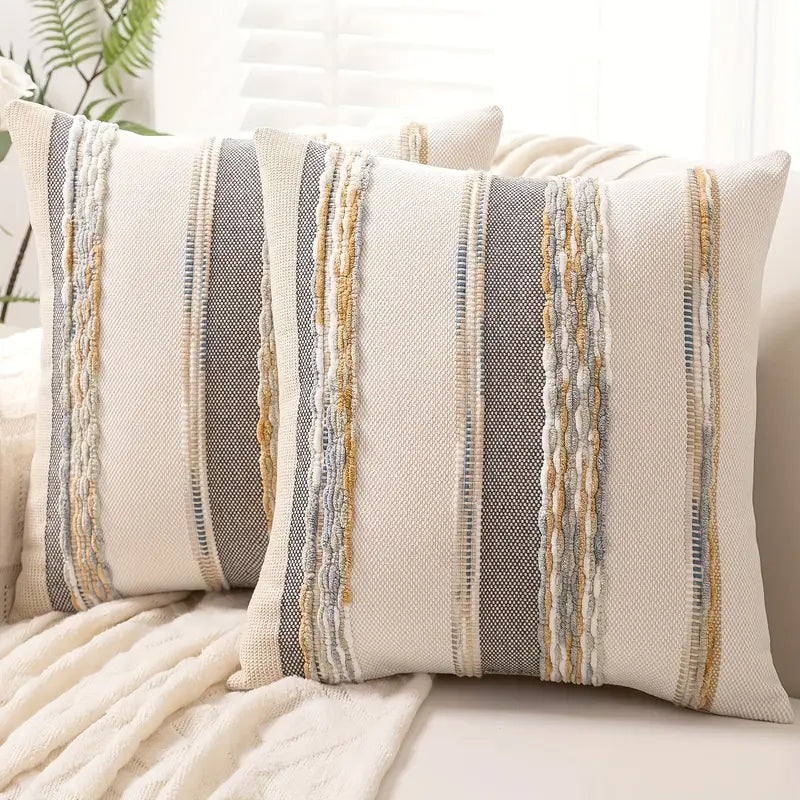Boho Striped Throw Pillowcases