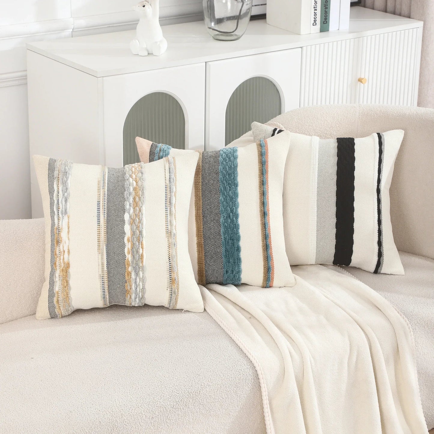 Boho Striped Throw Pillowcases