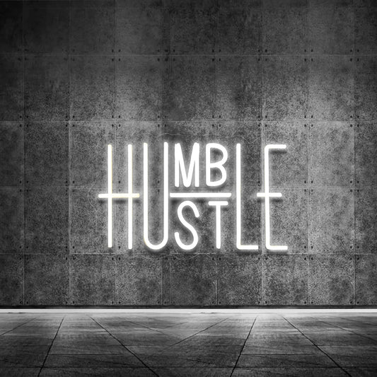 Bright Hustle and Humble Neon Sign