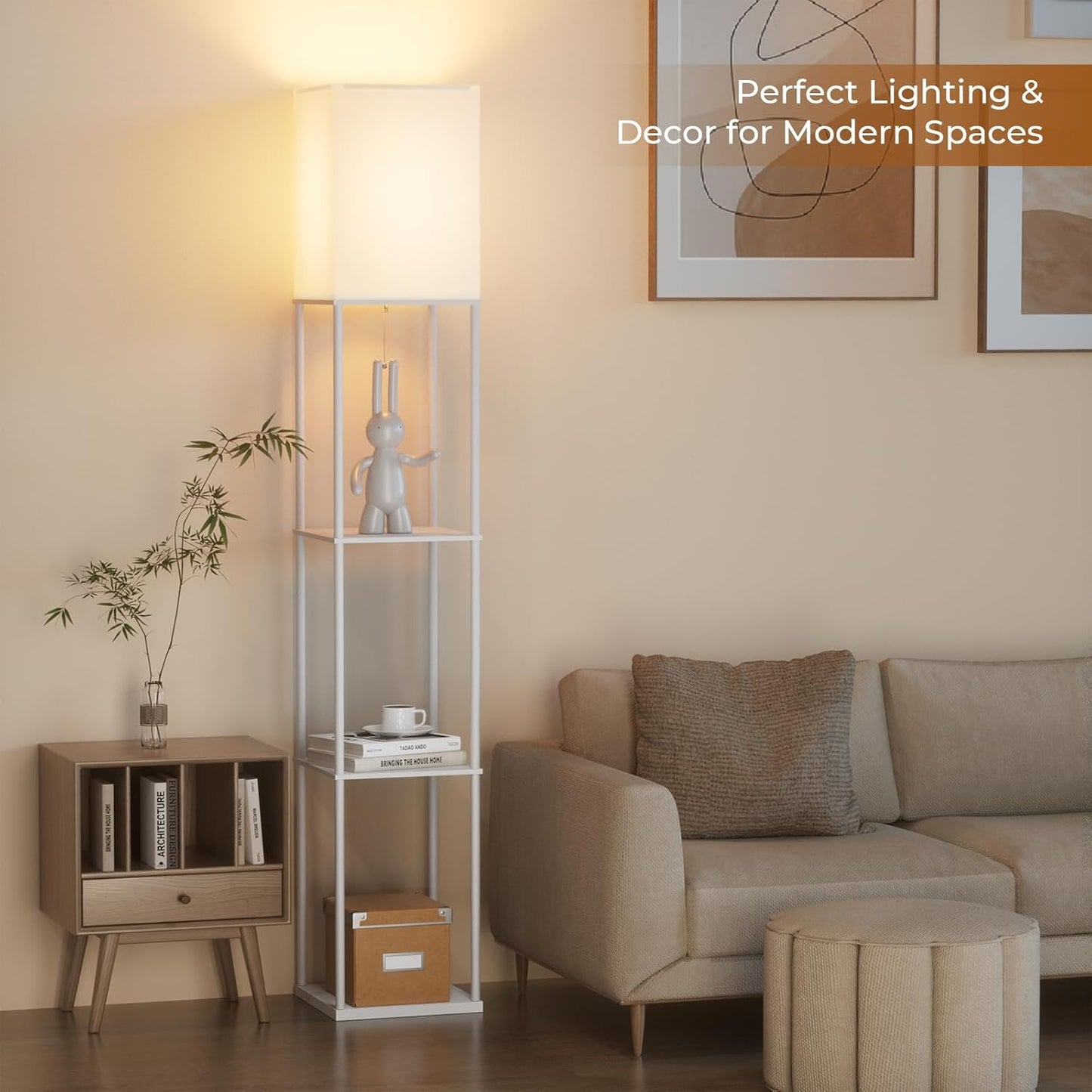 Elegant Standing Lamp with Shelves