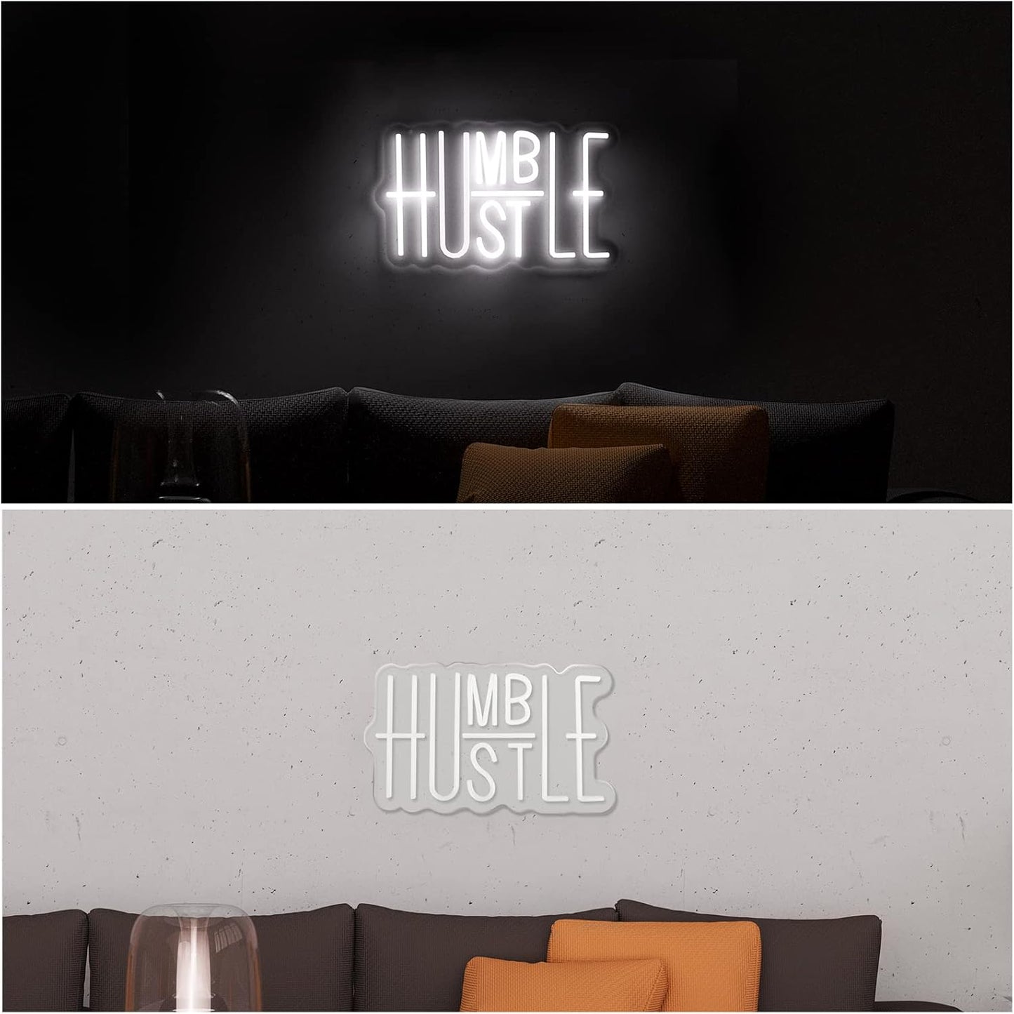 Bright Hustle and Humble Neon Sign