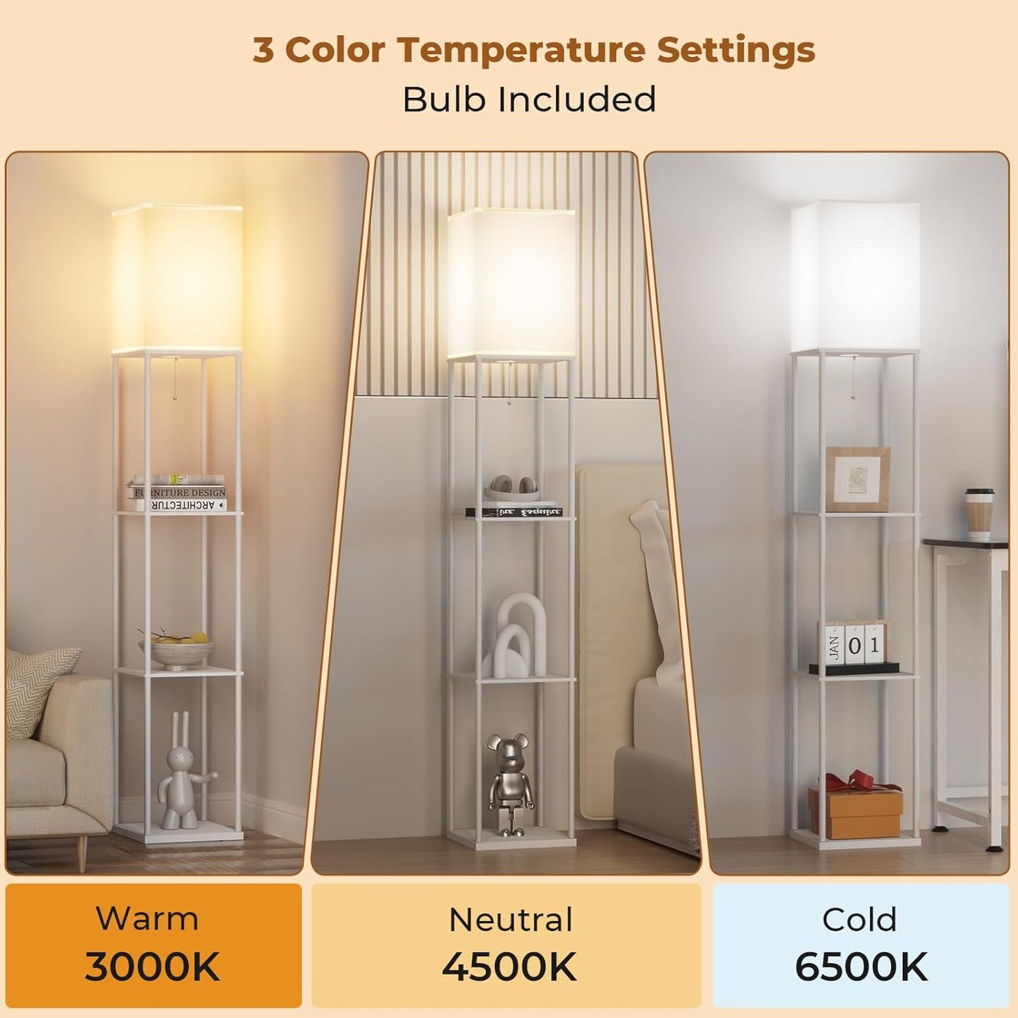 Elegant Standing Lamp with Shelves