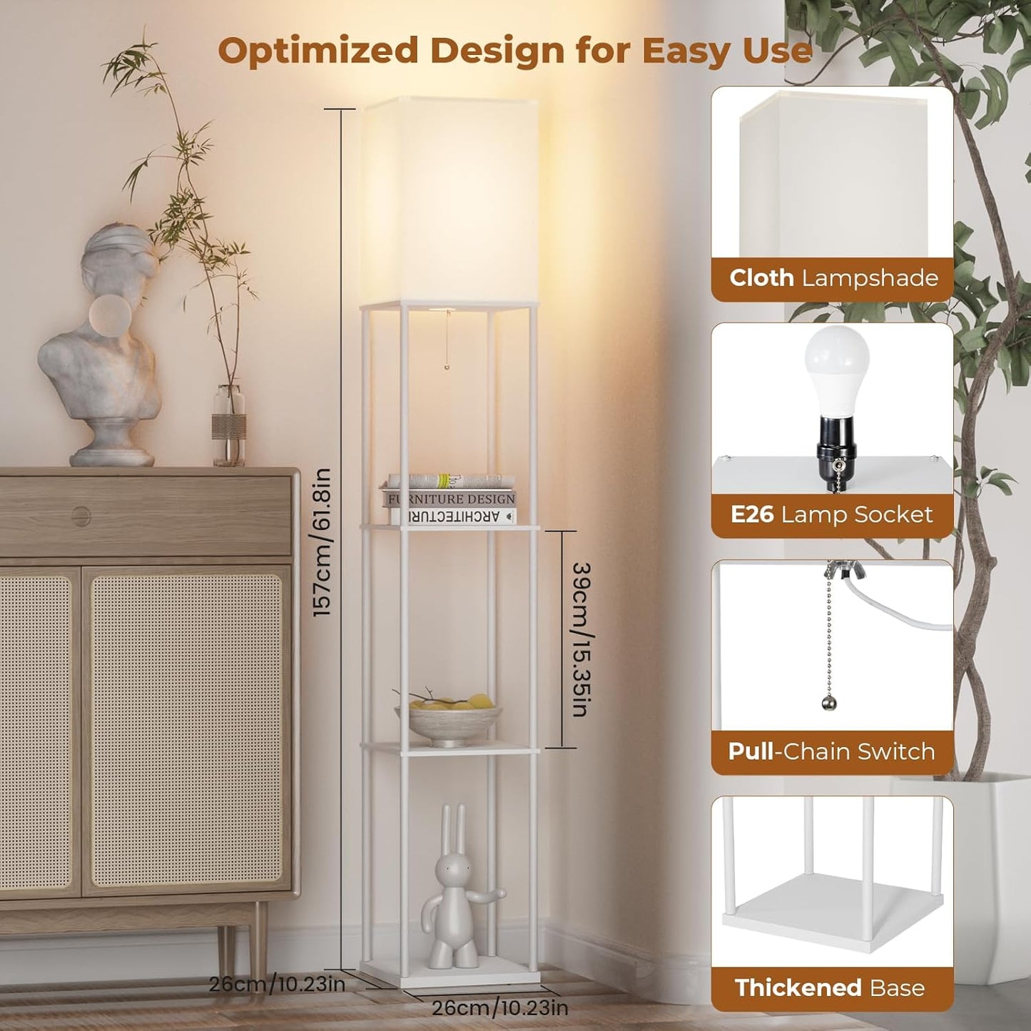 Elegant Standing Lamp with Shelves