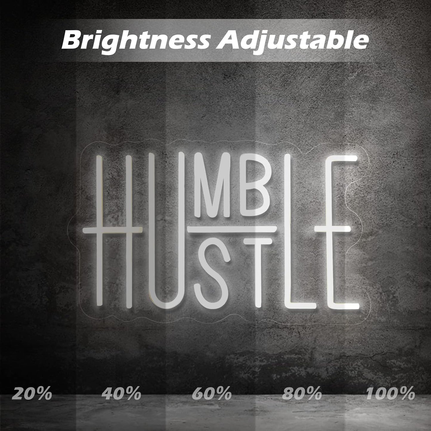 Bright Hustle and Humble Neon Sign