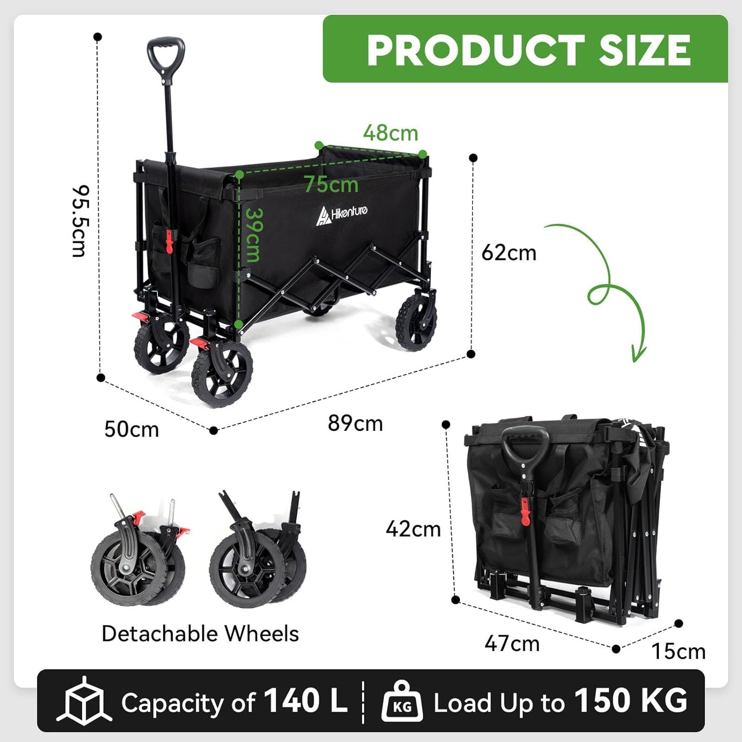 Hikenture Foldable Wagon Cart