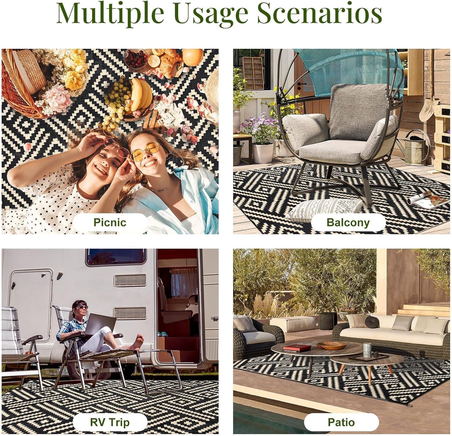 OPPODREAM Reversible Outdoor Rug