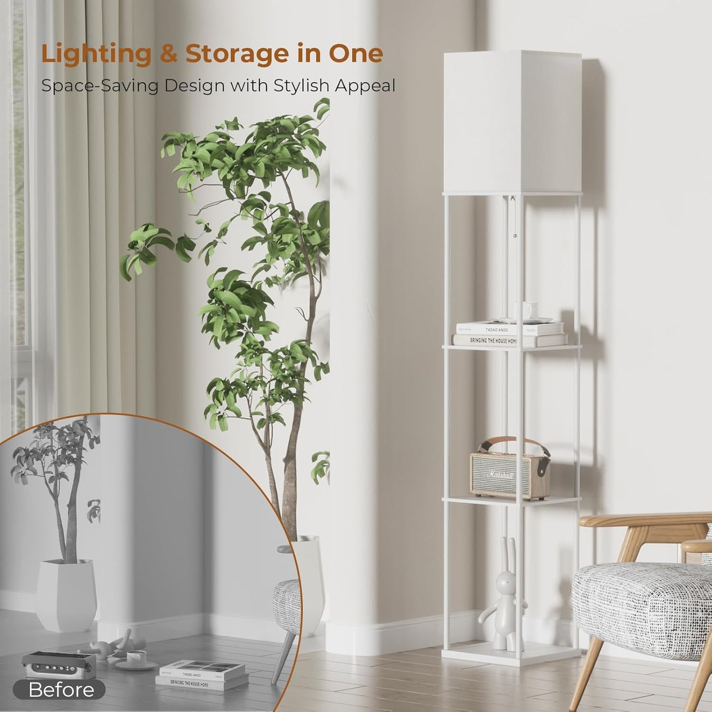 Elegant Standing Lamp with Shelves