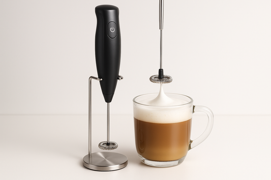Milk Frother Handheld Battery Operated Electric Foam Maker, Drink Mixer with Stainless Steel Whisk and Stand for Cappuccino, Bulletproof Coffee, Latte
