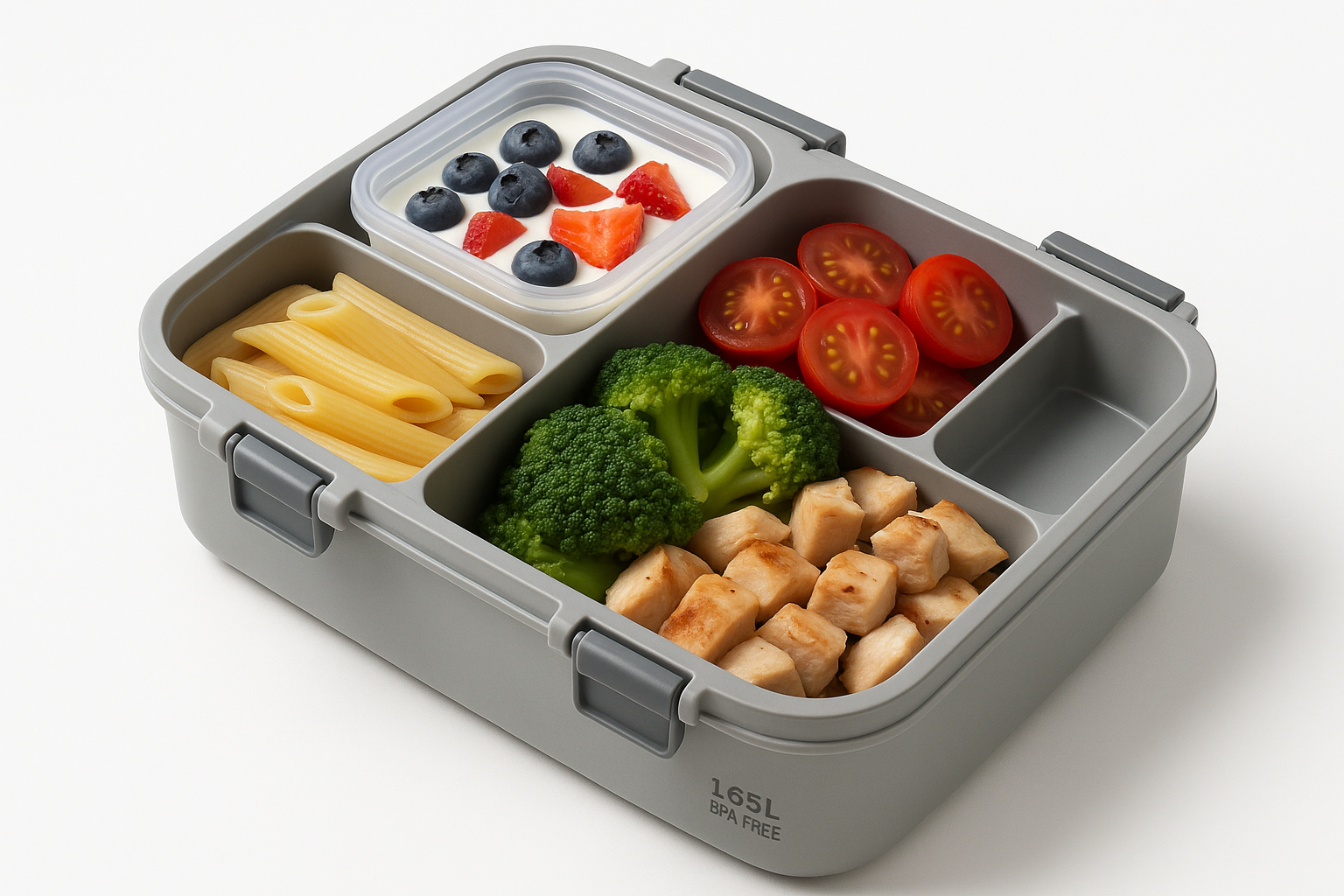 To Go Bento Box | Lunch Box with Yogurt/Fruit Container | 1.65 L | 6.9 Cup| BPA-Free | Colour May Vary